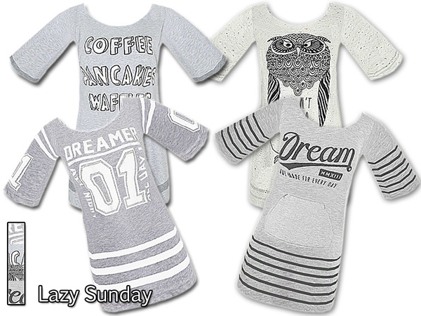 Sims 4 Lazy Sunday Sleep Shirts by Pinkzombiecupcakes at TSR