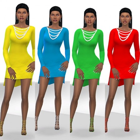 Solid Colored Dress Recolors with Necklace by Tacha75 at SimsWorkshop