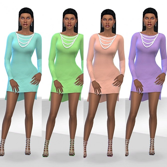 Sims 4 Solid Colored Dress Recolors with Necklace by Tacha75 at SimsWorkshop