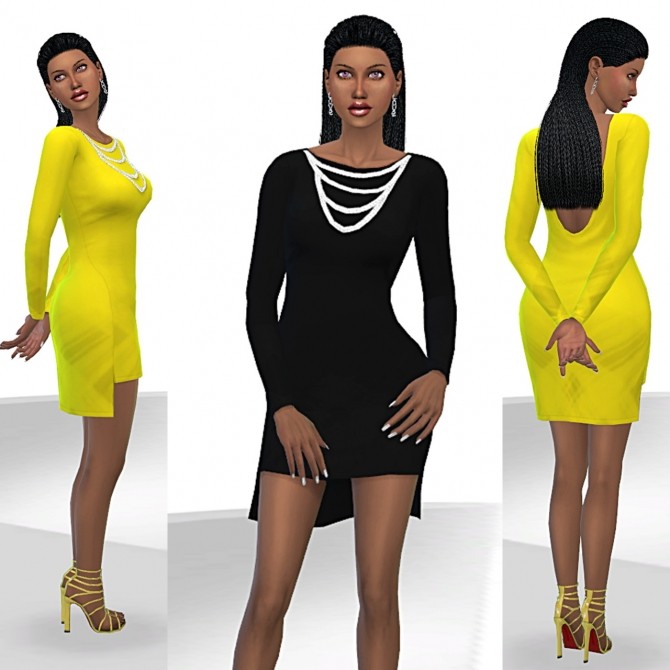 Sims 4 Solid Colored Dress Recolors with Necklace by Tacha75 at SimsWorkshop