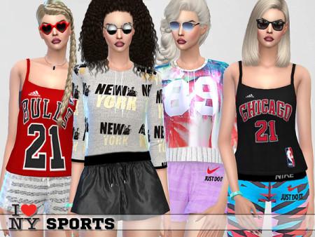 I love New York Sport Set by Pinkzombiecupcakes at TSR » Sims 4 Updates