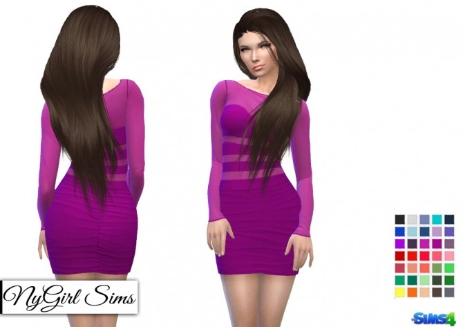 Sims 4 Sheer Sleeved Cutout Mini Dress at NyGirl Sims