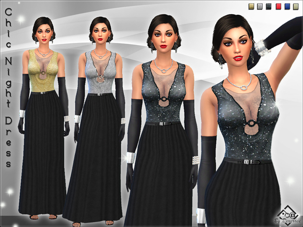 Sims 4 Chic Night Dress by Devirose at TSR