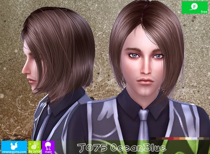 Sims 4 J075 OceanBlue hair for males (FREE) at Newsea Sims 4