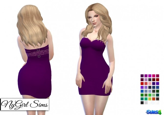 Sims 4 Strapless Lace and Buckle Mini Dress at NyGirl Sims