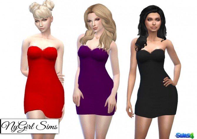 Sims 4 Strapless Lace and Buckle Mini Dress at NyGirl Sims