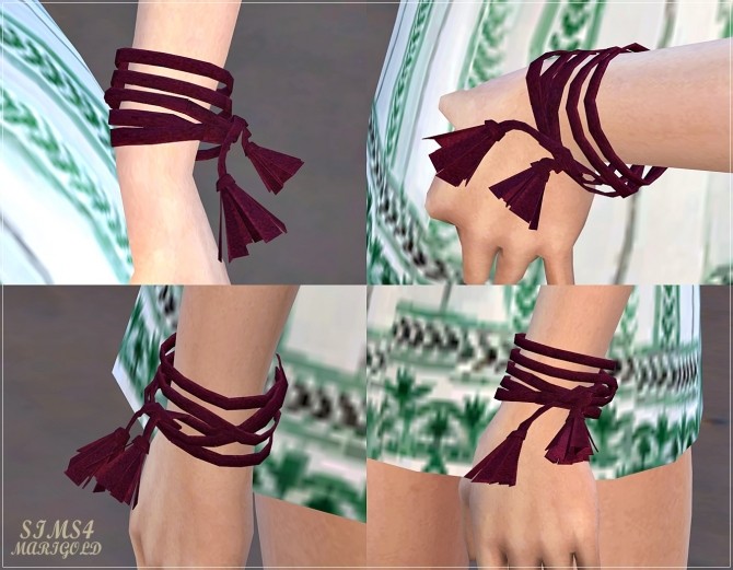 Sims 4 Suede Cord Tassel Necklace & Bracelet at Marigold