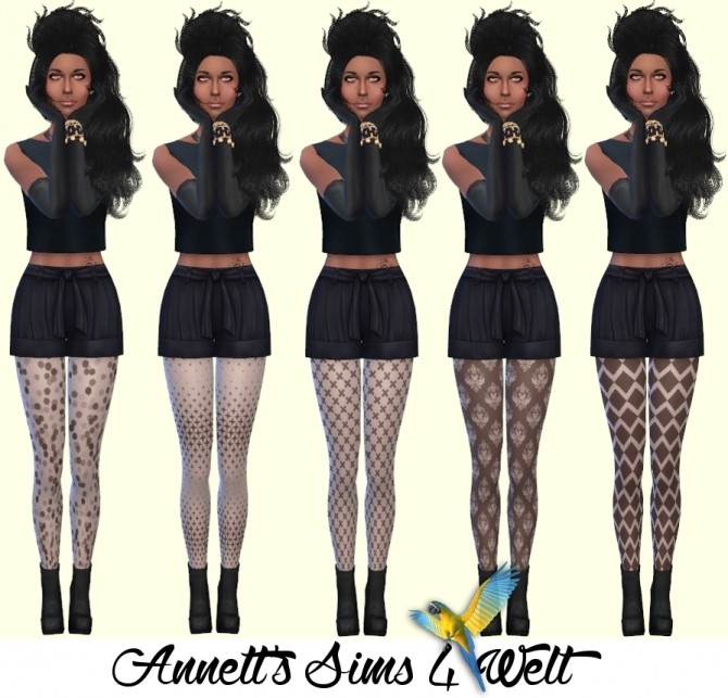 Sims 4 Black & White Tights at Annett’s Sims 4 Welt