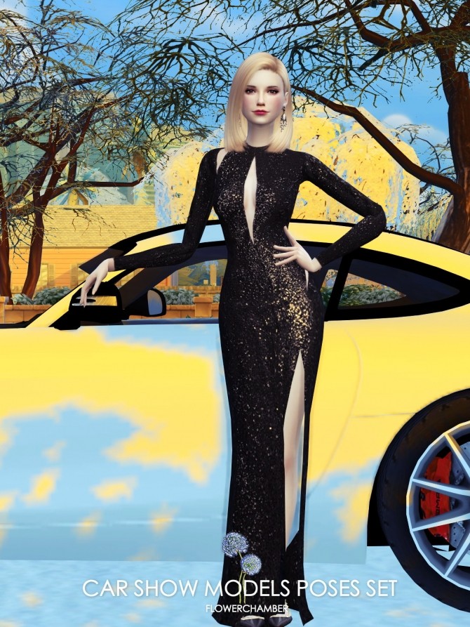 Sims 4 Car Related Poses Set pt2: Car Show Models Poses Set at Flower Chamber
