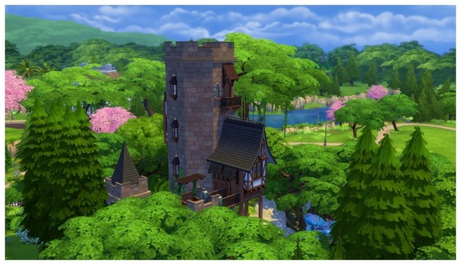 Sims 4 The Wizard’s Tower and Enchanted Forest (No CC) at SimDoughnut