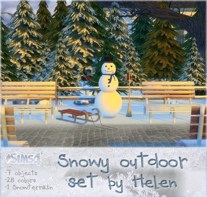 Sims 4 Snowy Outdoor Set at Helen Sims