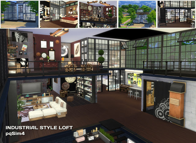 Sims 4 Industrial Style Loft by Mary Jiménez at pqSims4