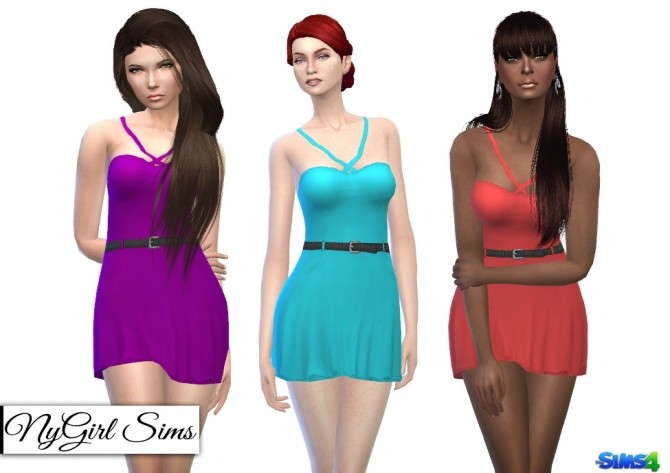 Sims 4 Cross Strap Belt and Pocket Dress at NyGirl Sims