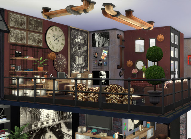Sims 4 Industrial Style Loft by Mary Jiménez at pqSims4
