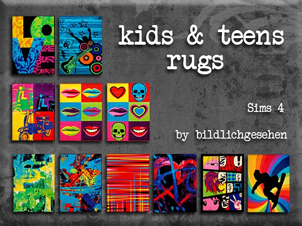 Sims 4 Kids and teens rugs at Akisima