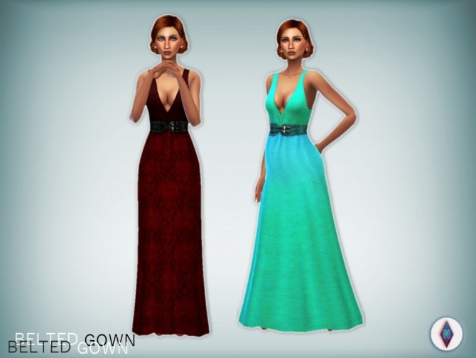 Sims 4 MOVIE HANGOUTS BELTED GOWN RECOLORS at NiteSkky Sims