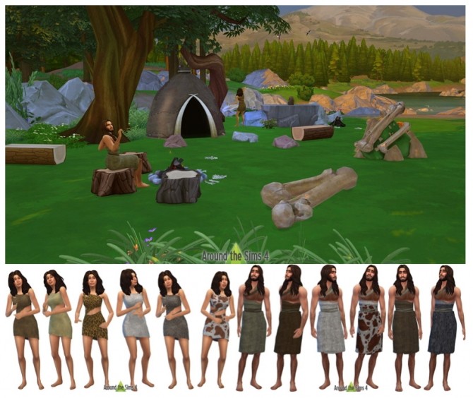 Sims 4 History Challenge CC Prehistoric objects & outfits at Around the Sims 4