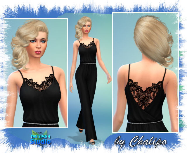 Sims 4 Jumpsuit with lace by Chalipo at All 4 Sims