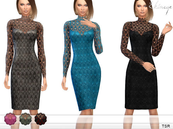 Sims 4 Lace And Tulle Dress by ekinege at TSR