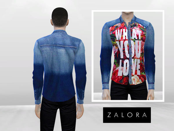 Sims 4 What You Love Signature Denim Shirt by McLayneSims at TSR