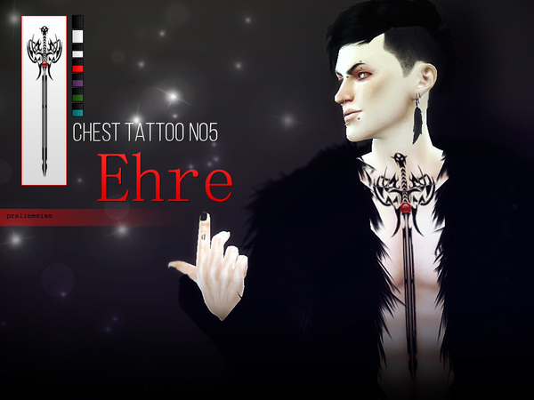 Sims 4 Ehre Chest Tattoo N05 by Pralinesims at TSR