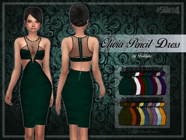 Sims 4 Olivia Pencil Dress by Trilly21 at TSR