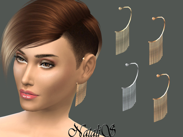 Sims 4 Chain Fringe Ear Cuff Left by NataliS at TSR