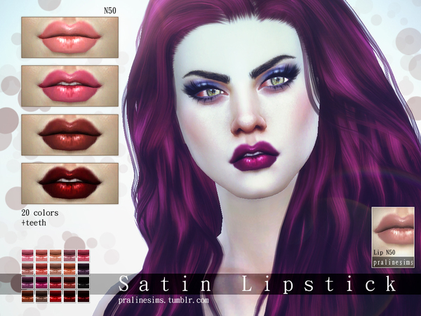 Sims 4 Satin Lipstick N50 by Pralinesims at TSR
