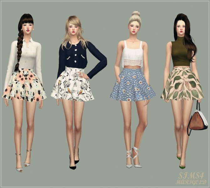 Sims 4 Flare skirt V3 flower at Marigold