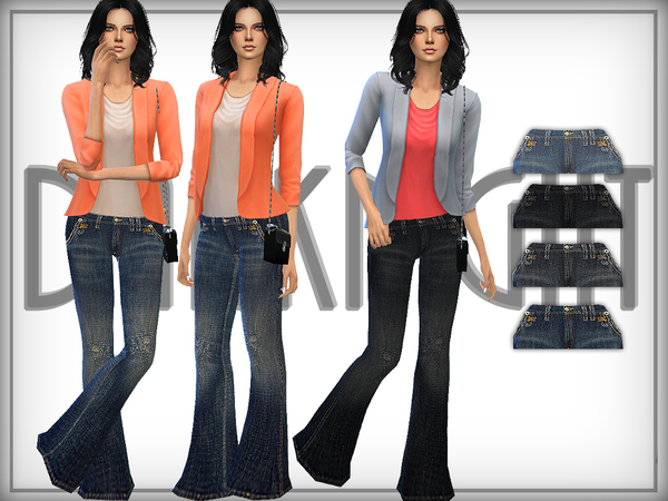 Sims 4 Distressed Flared Jeans by DarkNighTt at TSR