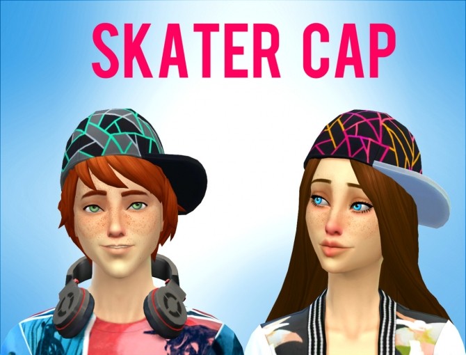 Sims 4 Aqua & Fire Hairs + Skater Cap at Simduction