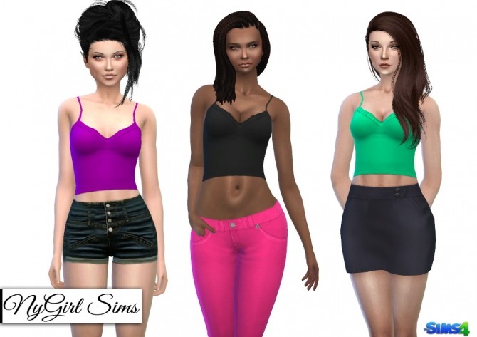 Sims 4 Solid Color V Neck Crop at NyGirl Sims