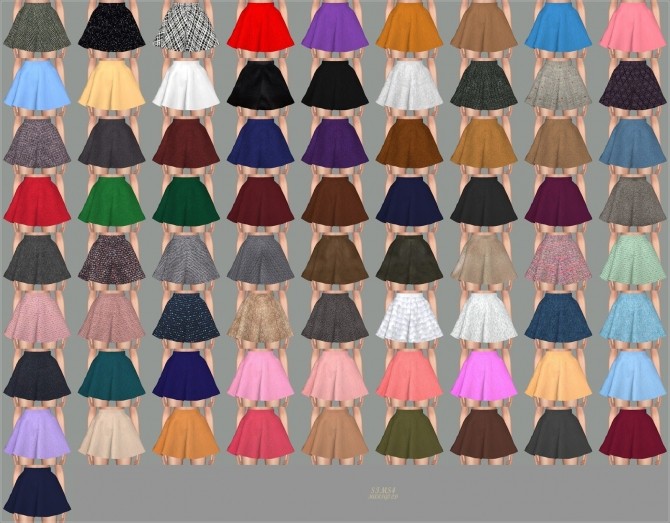 Sims 4 Flare skirt V1 Single color at Marigold