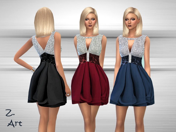 Sims 4 Metallic Sparkle dress by Zuckerschnute20 at TSR