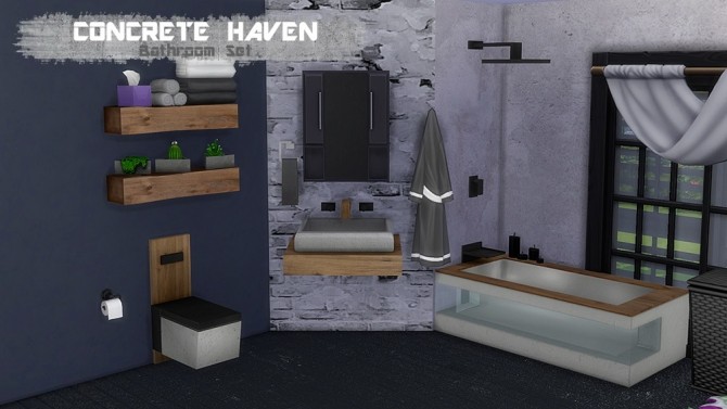 Sims 4 Concrete Haven Bathroom Set at THINGSBYDEAN