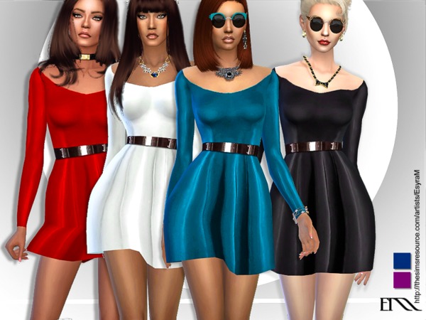 Sims 4 Mia Satin Dress by EsyraM at TSR