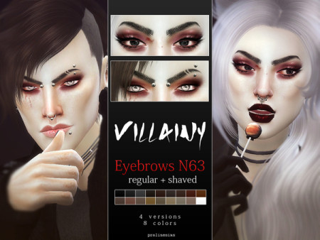 Villainy Eyebrows Shaved + Natural by Pralinesims at TSR » Sims 4 Updates