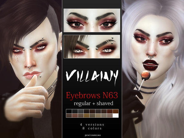 Sims 4 Villainy Eyebrows Shaved + Natural by Pralinesims at TSR
