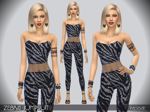 Sims 4 Zebra Jumpsuit by Paogae at TSR