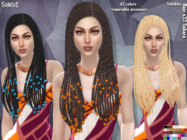 Sims 4 Sahara hair s32 by Sintiklia at TSR