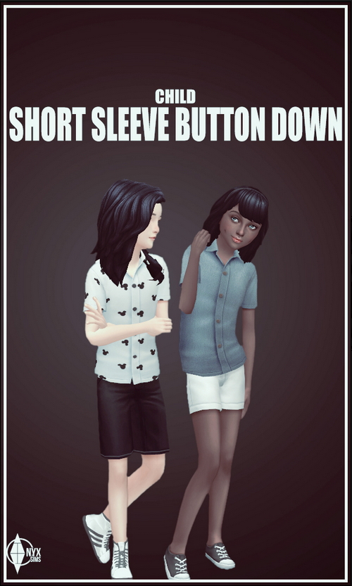 Sims 4 Child Short Sleeve Button Down Shirt at Onyx Sims