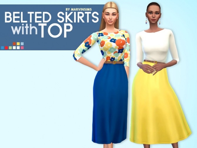 Sims 4 Belted Skirts with Top at Marvin Sims