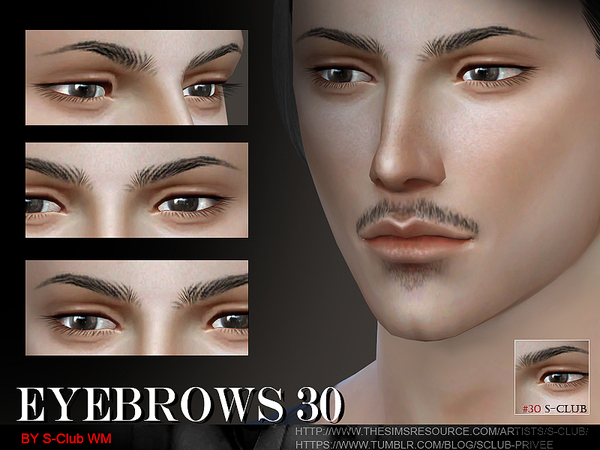 Sims 4 Eyebrows 30M by S Club LL at TSR
