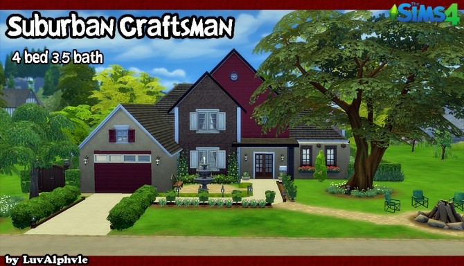 Sims 4 Suburban Craftsman house by luvalphvle at Mod The Sims