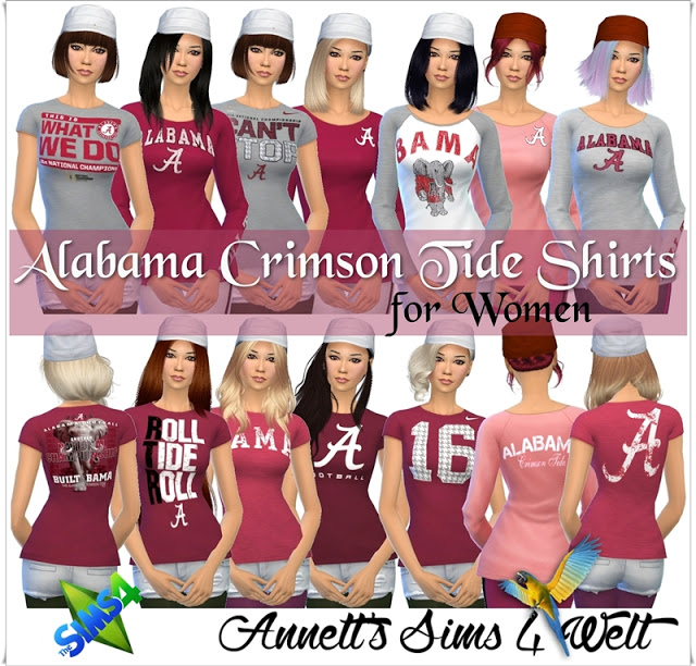 Sims 4 Alabama Crimson Tide Shirts for Women at Annett’s Sims 4 Welt