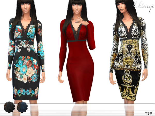 Sims 4 Lace Detail Dress by ekinege at TSR