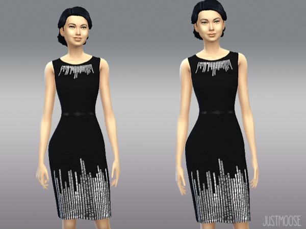 Sims 4 Black & Silver Dress by JustMoose at TSR
