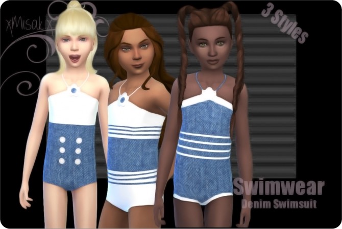 Sims 4 Denim Swimsuit for Girls at xMisakix Sims