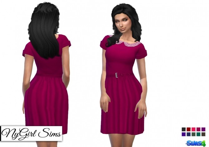 Sims 4 Lace Collar Belted Sundress at NyGirl Sims