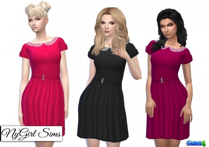 Sims 4 Lace Collar Belted Sundress at NyGirl Sims